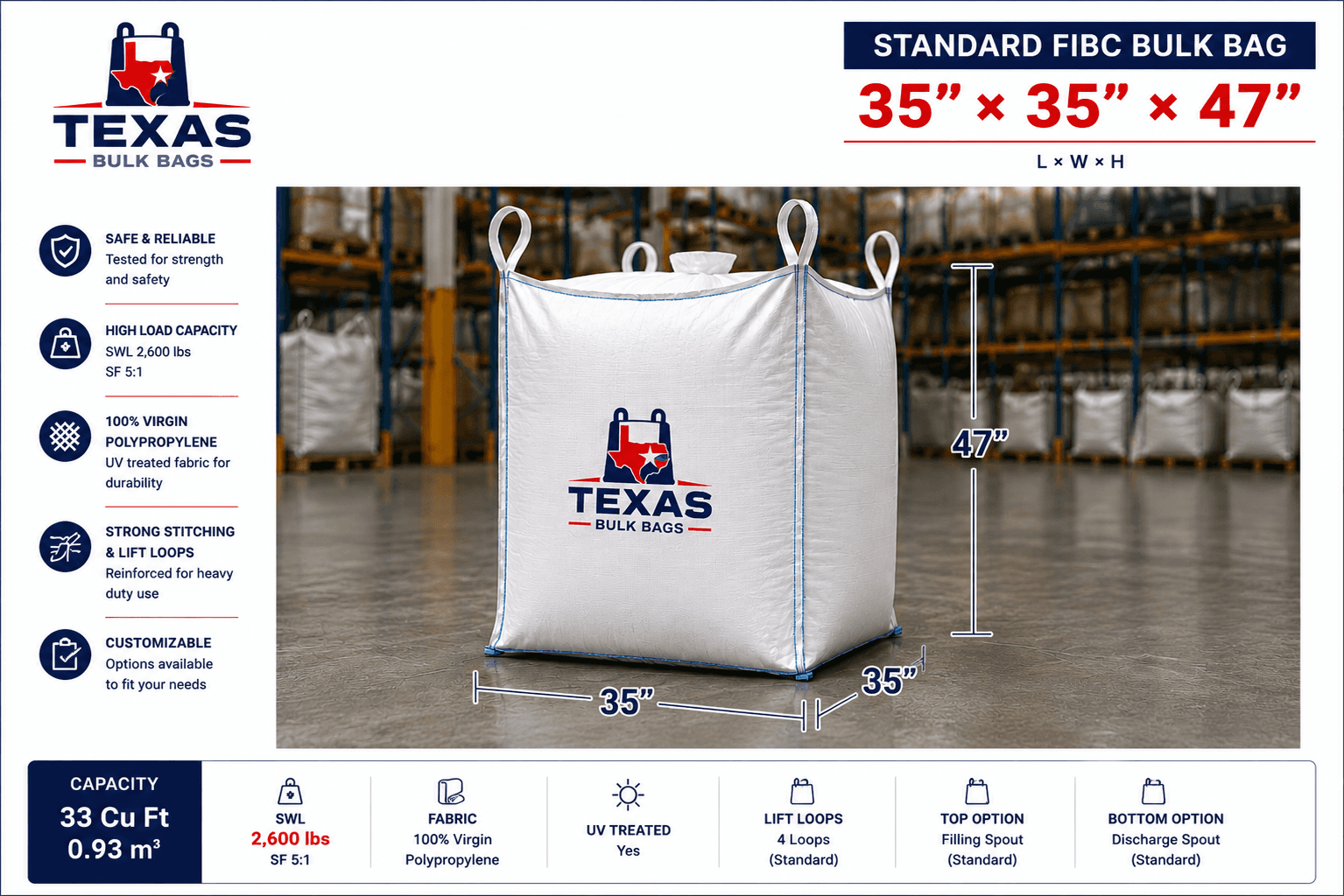 Standard FIBC 35×35×47"