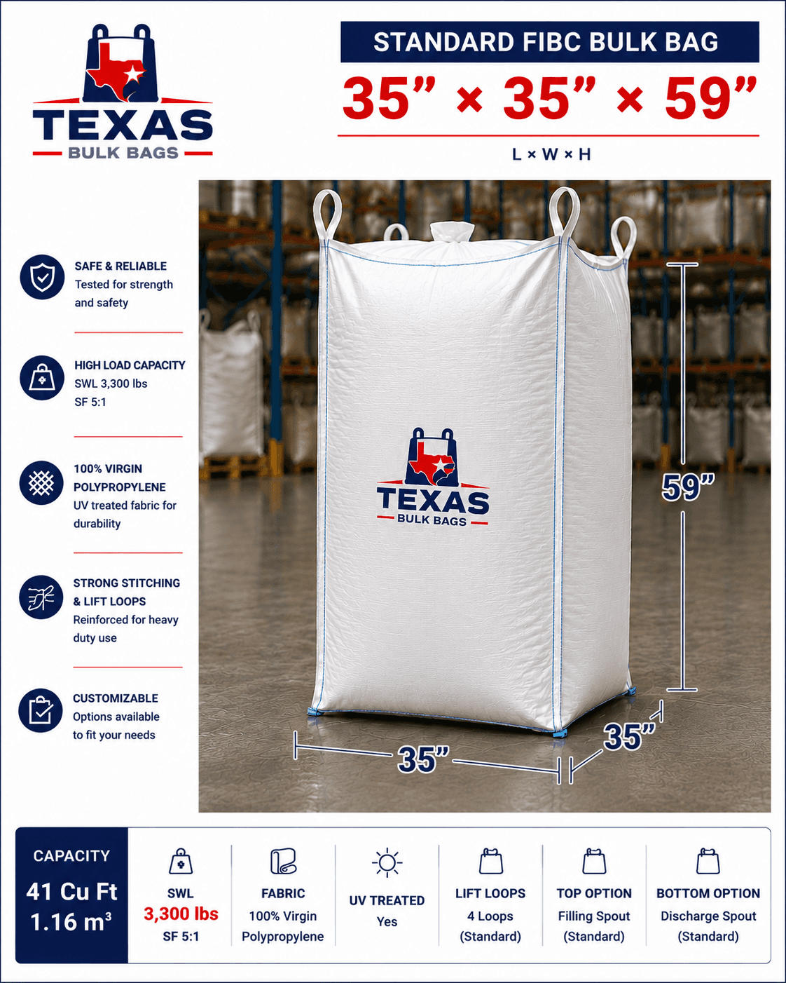 Standard FIBC 35×35×59"