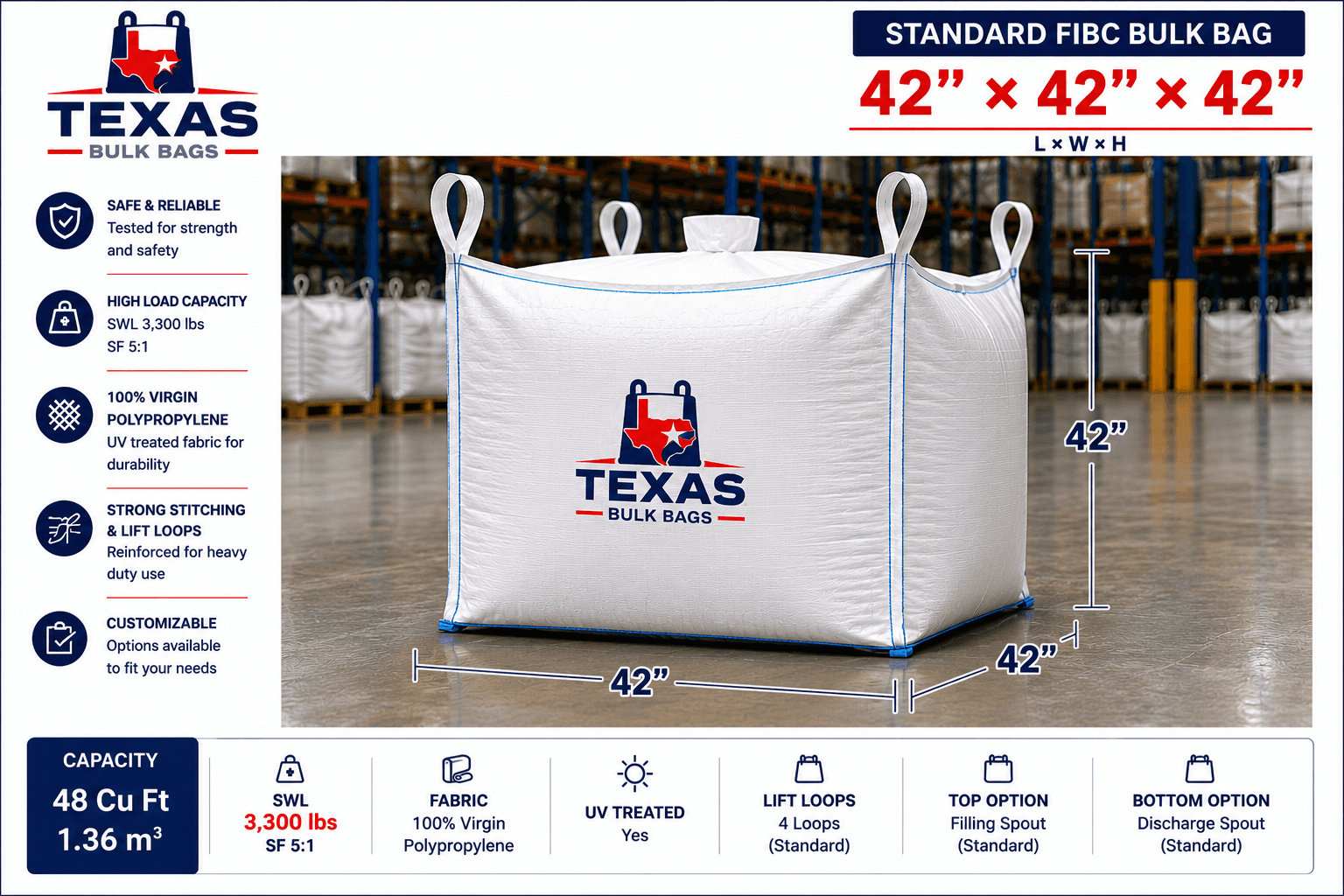 Standard FIBC 42×42×42"