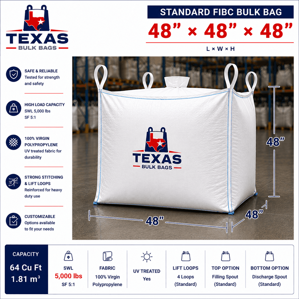 Standard FIBC 48×48×48"